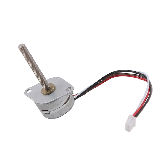 Motor micro paso a paso de 15 mm, 2 fases, 4 cables, 18 grados con eje en espiral