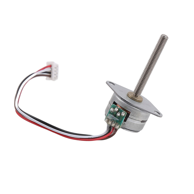 Motor micro paso a paso de 15 mm, 2 fases, 4 cables, 18 grados con eje en espiral